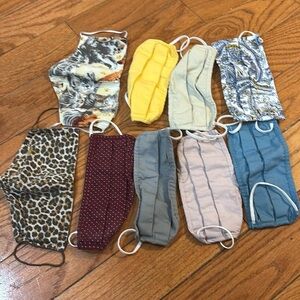 Set of 9 standard size face masks or face coverings- cute colors and theme